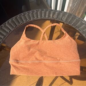 Vuori Long Line Elevation Sports Bra in Palo Santo Heather Brown Size S